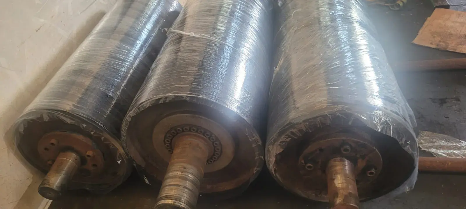 Inspeção de rolo emborrachado